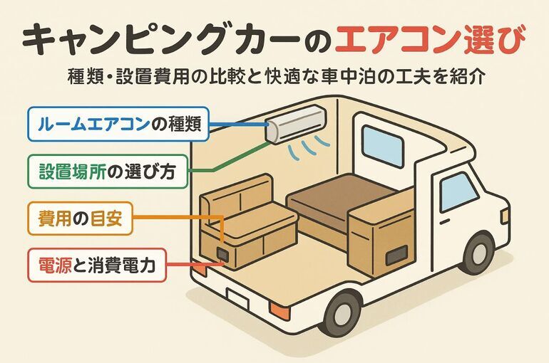 キャンピングカーのルームエアコン選び方と設置費用ガイド｜種類比較と快適車中泊のポイント