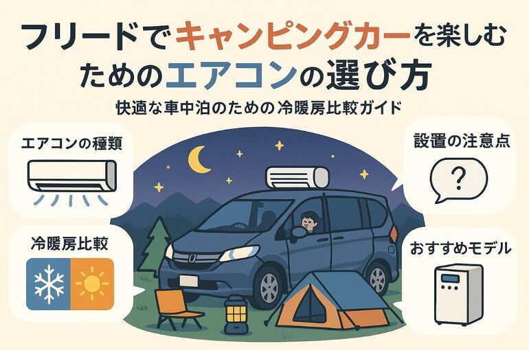 フリードでキャンピングカーを楽しむためのエアコンの選び方と快適な車中泊のための冷暖房比較ガイド